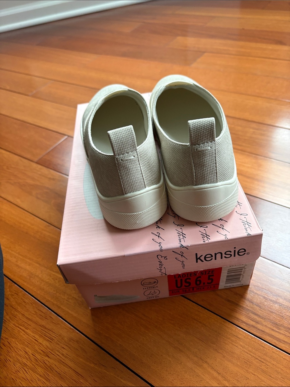 Kensie Slip-On Canvas Sneakers in Light Tan - Picture 3 of 4